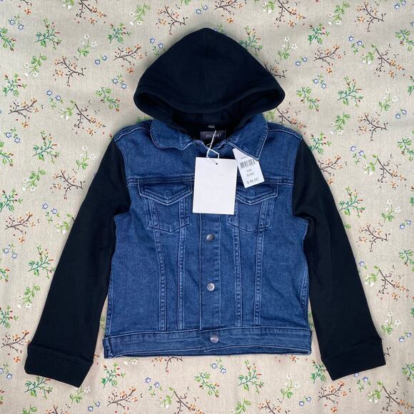 DL1961 Kids Manning Jacket Denim Hooded Sweater Blue Black Sz 6 / 6X Cotton Warm - Picture 2 of 11